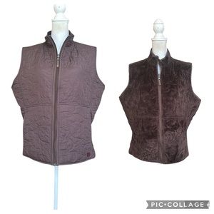 Woolrich Reversible Fleece Lined Brown Quilted Vest Size XL